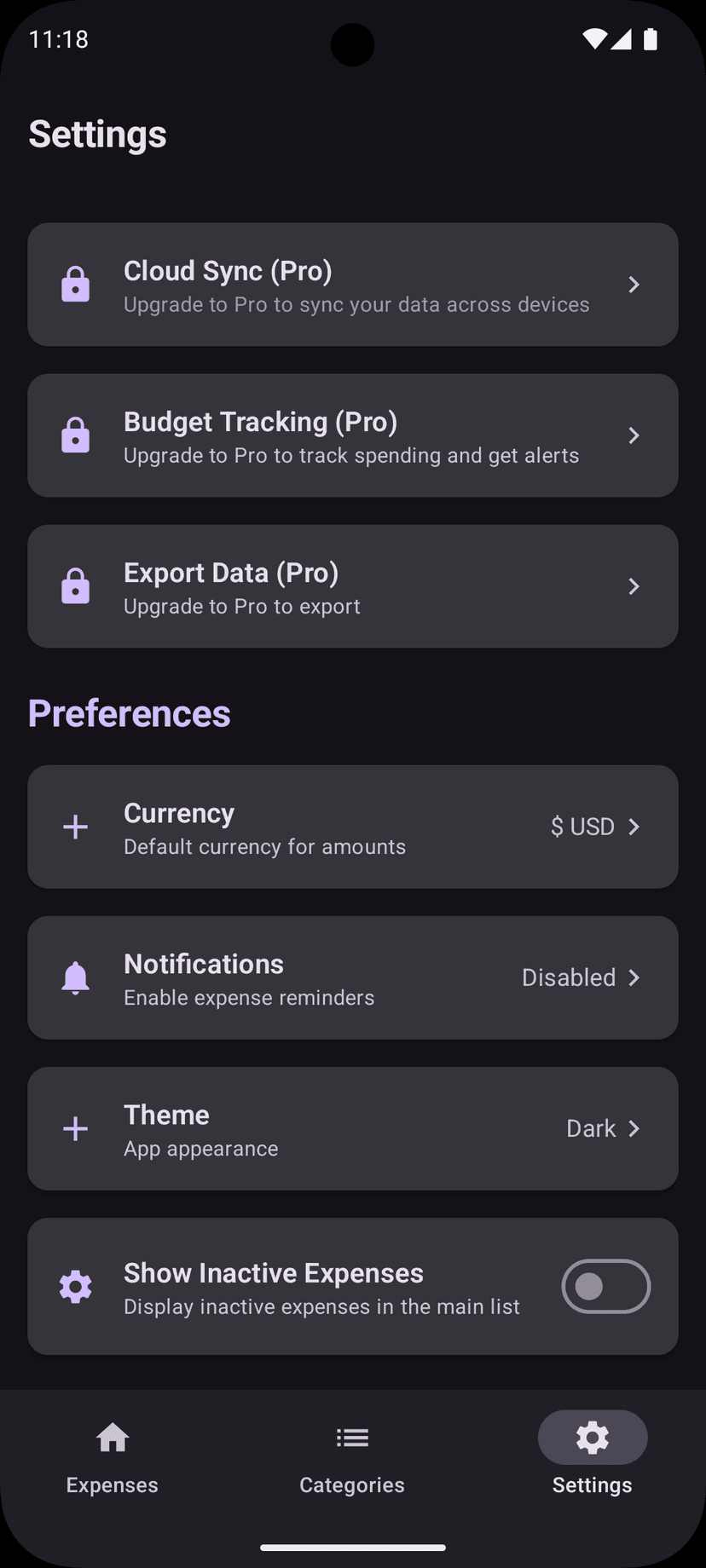 Billy app screenshot showing financial insights and reports